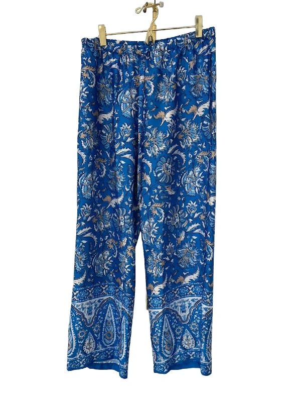 lightweight pants for women -Lori Pant In Batik Floral Border Royal