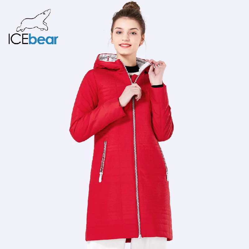 stylish jackets for women -ICEbear 2018 Spring Autumn Long Cotton Women's Coats With Hood Fashion Ladies Padded Jacket Parkas For Women 17G292D