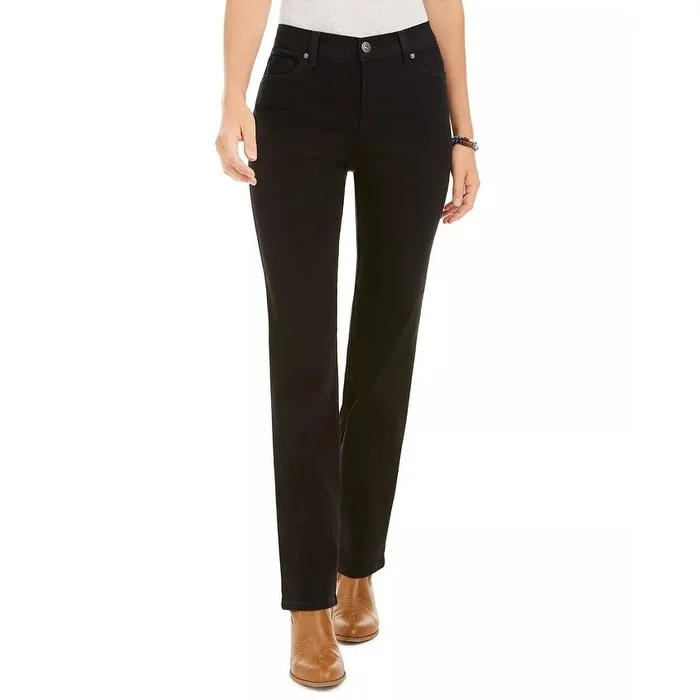 ladies' denim trousers -Style & Co Women's High Rise Straight-Leg Jeans Black Size 8