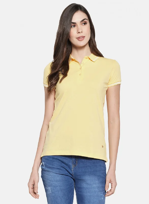 oversized t-shirts for women -Womens Yellow Plain T-Shirt