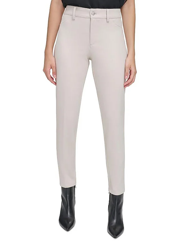 wool trousers for women -Womens Stretch High Rise Straight Leg Pants