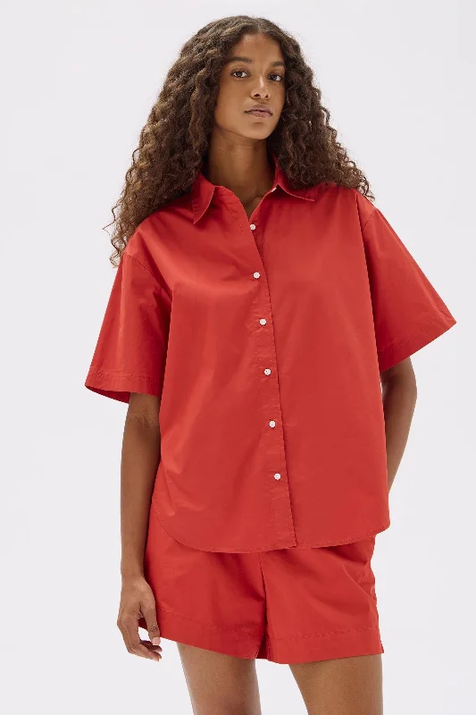 women's silk tops -Tala Poplin Short Sleeve Shirt