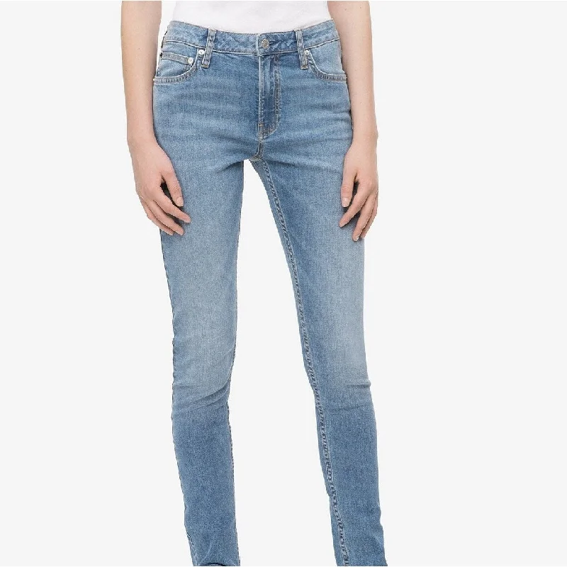 tapered pants for women -Calvin Klein Women's Mid Rise Slim Leg Jeans Hamptons Blue Light Size 29" x 30" - 29" x 30"