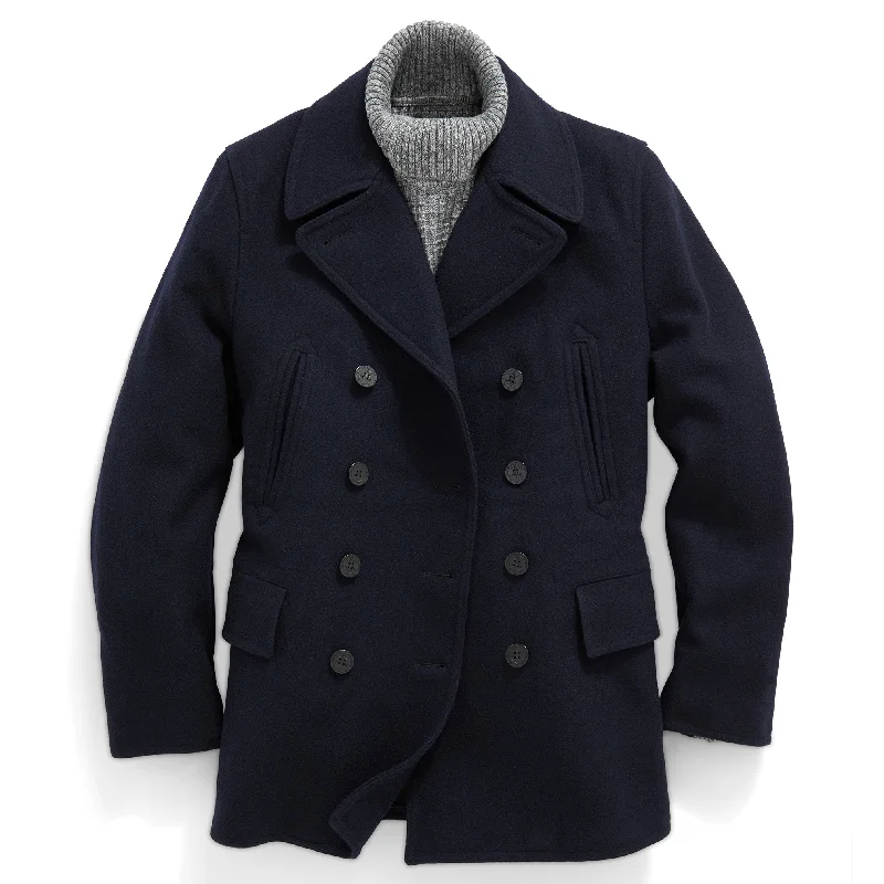 fur-trimmed coats for women -Churchill Peacoat By Gloverall