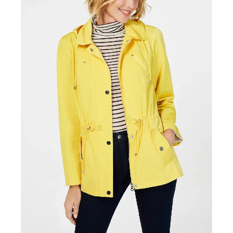 modern trench coats for women -Charter Club Women's Petite Anorak Rain Jacket Gold Size Petite