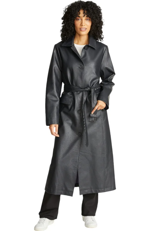 sporty windbreakers for women -Rebecca Minkkoff Women's Vegan Leather Trench