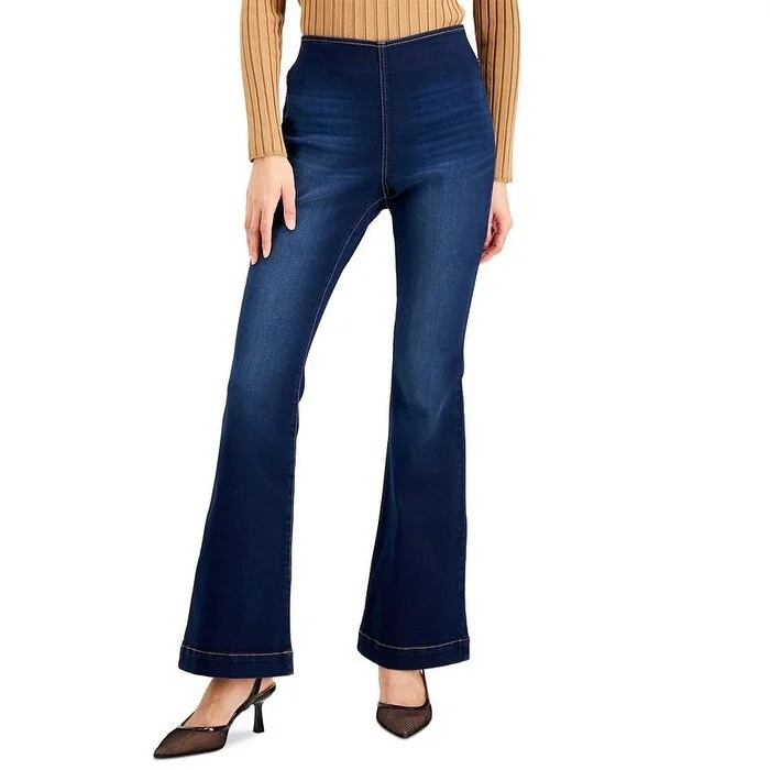 women's formal trousers -INC International Concepts Women's Pull-On Flare Jeans Bright Blue Size 4