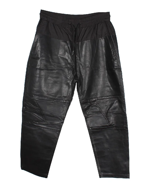 breathable cotton pants for women -Alexander Wang x H&M Paneled Jogger Pants in Black Synthetic Leather