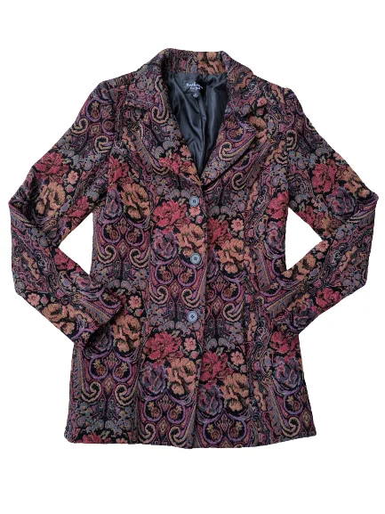 leopard print coats for women -[S] Tapestry Blazer Style Jacket