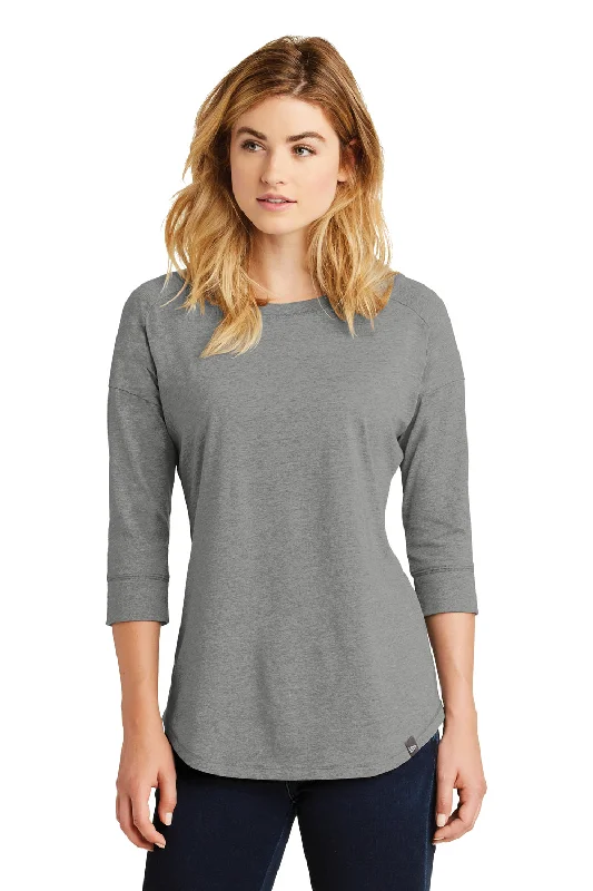 lightweight summer tops for women -New Era Womens Heritage 3/4 Sleeve Crewneck T-Shirt - Heather Shadow Grey - Closeout