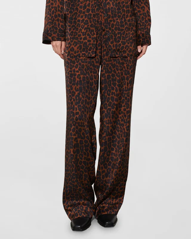 casual pants for women -Marella Leo-Print Relaxed Straight-Leg Pants