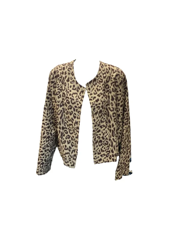 color block jackets for women -Sandro Womans Animal Print Tan/Brown L