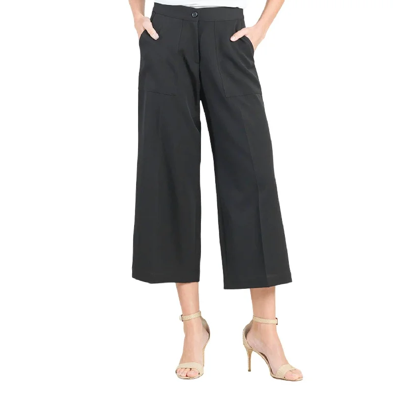 lightweight pants for women -Cropped Trouser In Black