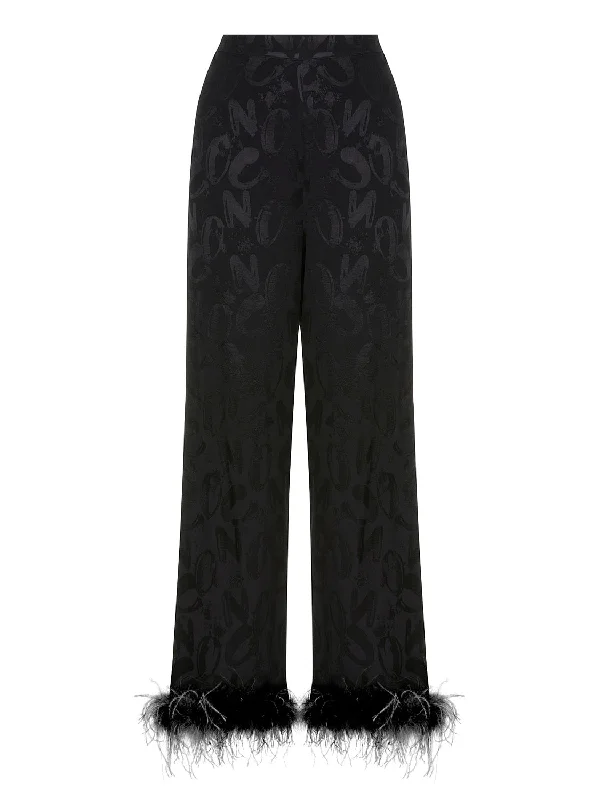 soft knit trousers for women -Feathered Pants