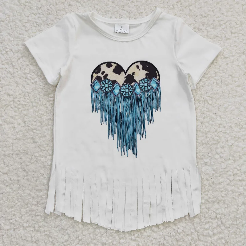 silky tops for women -heart tassel t-shirts GT0137