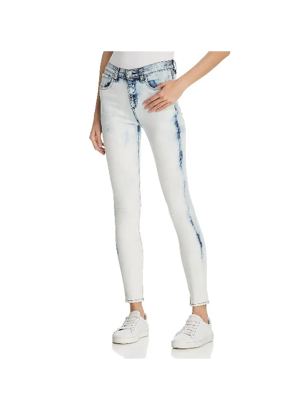 breathable summer pants for women -Womens Denim Faded Skinny Jeans