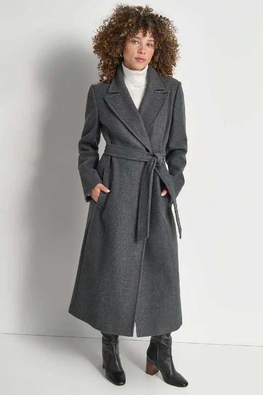 military-style coats for women -WOOL WRAP COAT