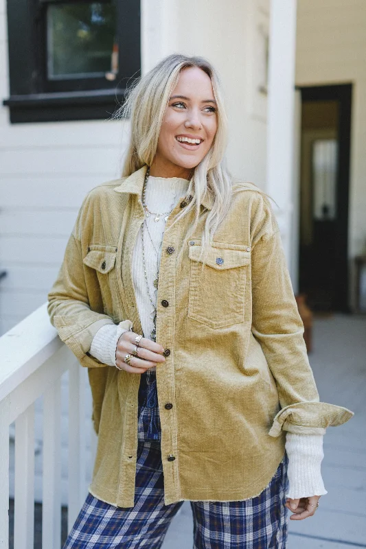 belted wool coats for women -Marny Corduroy Jacket - Mustard