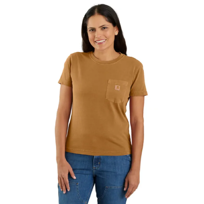 ruched tops for women -Carhartt Women's Re-Engineered Garment Dyed Pocket Short Sleeve T-Shirt