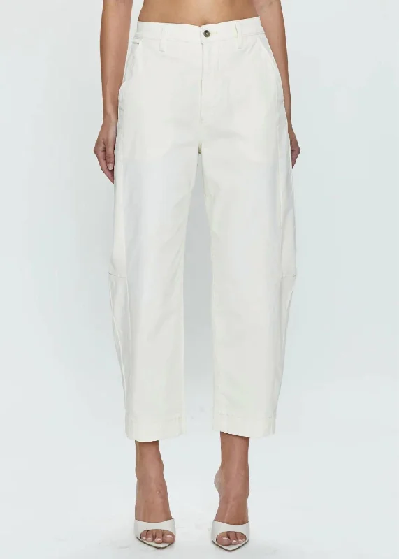 classic fit trousers for women -Eli Arched Trouser In Eggshell