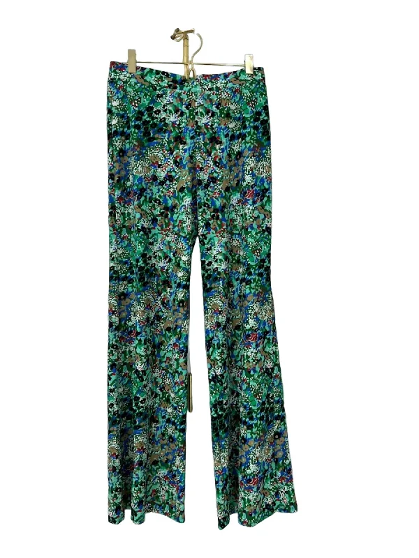 cropped trousers for women -Trixie Pant In Watercolor Floral Green