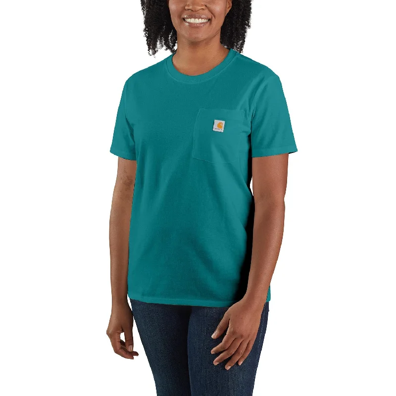 floral chiffon blouses for women -Carhartt Women's Pocket Short Sleeve T-Shirt_Shaded Spruce