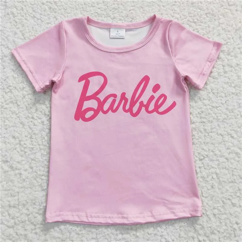 plaid button-down shirts for women -girls barbie pink t-shirts GT0151