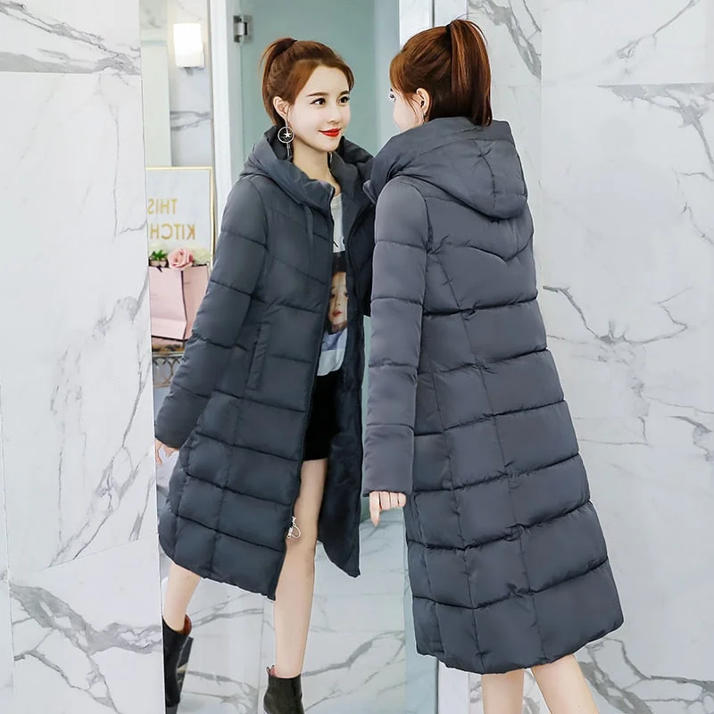 longline coats for women -S-3XL autumn winter Women lady long duck Down jacket hoodie knee-length Parkas warm Jackets Female winter korean coat clothes