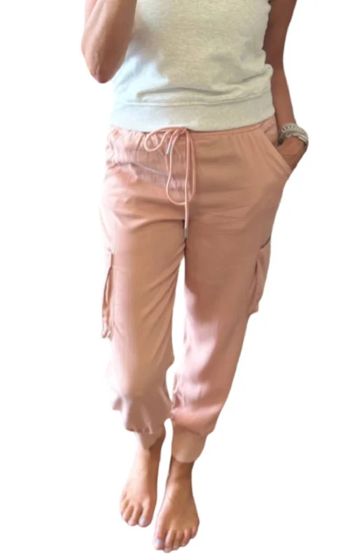 thermal pants for women -High Rise Cargo Joggers In Pink