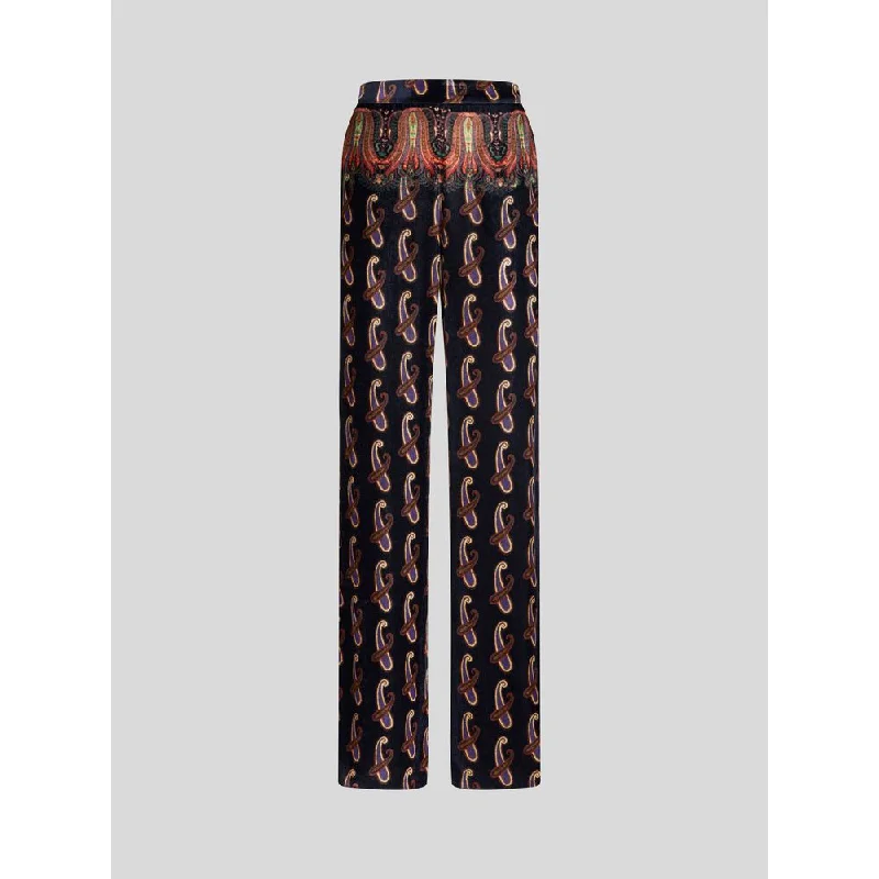 vintage style pants for women -PAISLEY VELVET PALAZZO TROUSERS