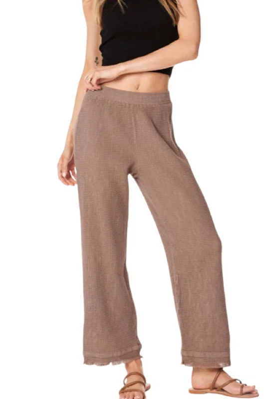 wide leg jeans for women -Cropped Wide Leg Pants In Hazelnut