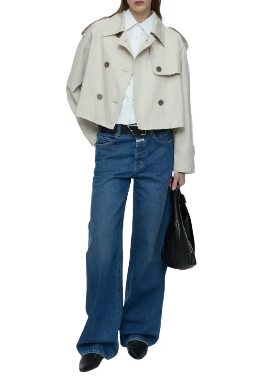 stylish waterfall coats for women -Cropped Trench Jacket In Limestone