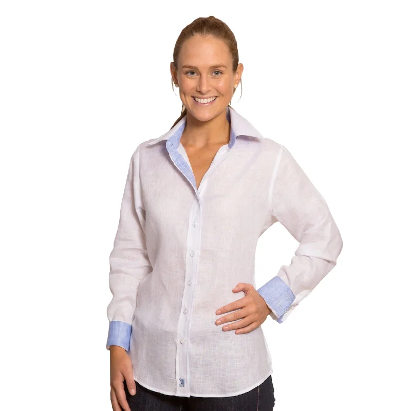 women's casual tank tops -Kate White Linen Shirt