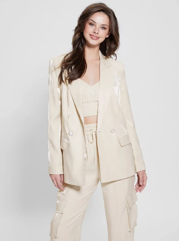 long trench coats for women -Eco Champagne Adriana Blazer Jacket