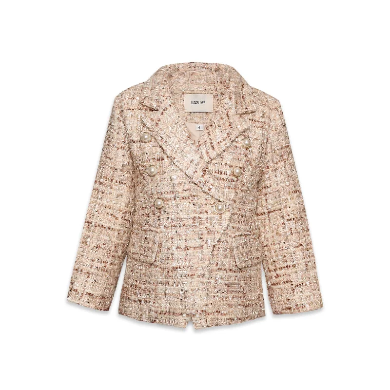 stylish waterfall coats for women -Zelda kids tweed Blazer Jacket