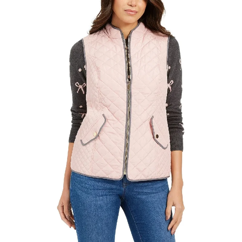 warm fleece parkas for women -Charter Club Women's Quilted Stand Collar Vest Pink Size XX-Large