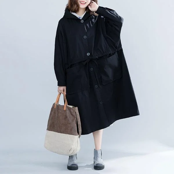 long cardigan coats for women -black cotton plus size Oversized hooded vintage women casual loose long autumn female trench coat 2020 Cardigan clothes