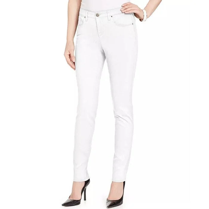 trendy flared trousers for women -Style & Co Women's Curvy Fit Skinny Jeans White Size 14