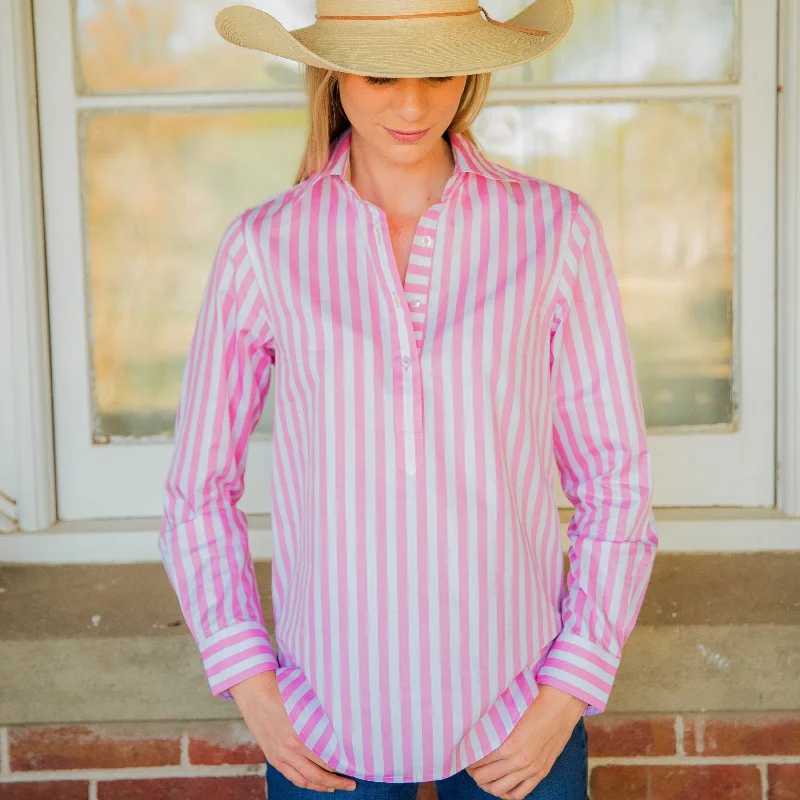 women's wrap tops -Helly Pale Pink Stripe