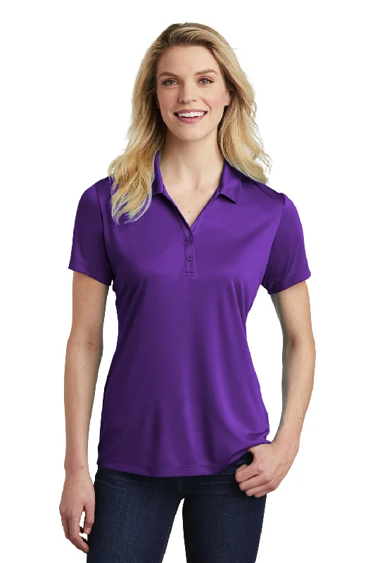 sheer tops for women -Sport-Tek Womens Competitor Moisture Wicking Short Sleeve Polo Shirt - Purple