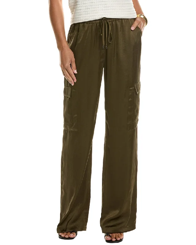 linen pants for women -Elie Tahari Relaxed Satin Cargo Pant