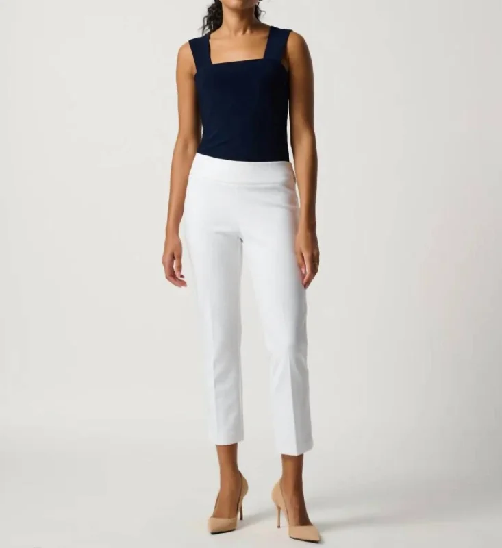 women's cargo pants -Classic Cropped Pants In White