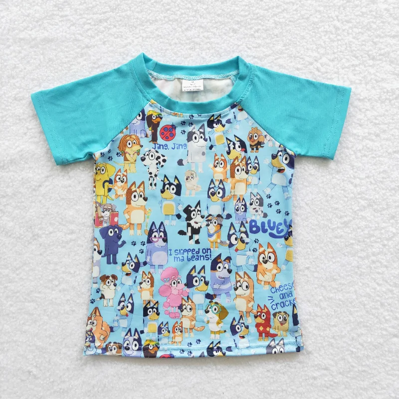 crop tops for women -boys blue dog T-shirts B8-22