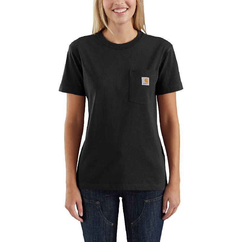 casual loose blouses for women -Carhartt Women's Short Sleeve Pocket T-Shirt_Black