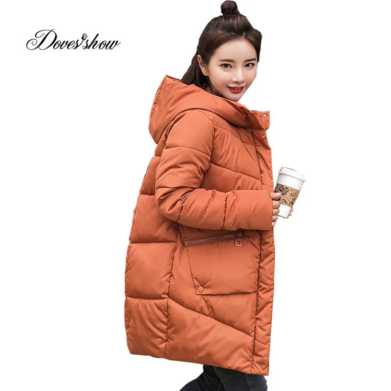 fleece jackets for women -Caramel Hooded Elastic Winter Down Coat Jacket Long Warm Women Casaco Feminino Abrigos Mujer Invierno 2018 Parkas Outwear Coats