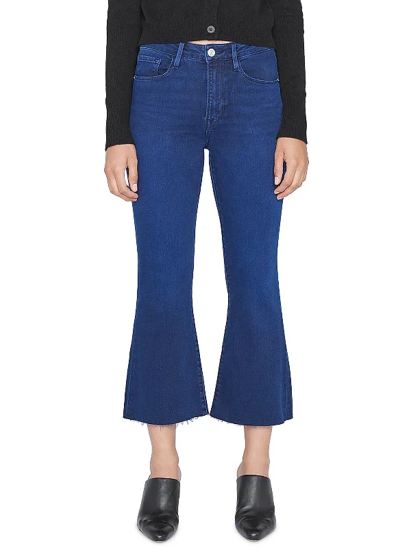 women's pleated pants -Womens High Rise Flared Cropped Jeans