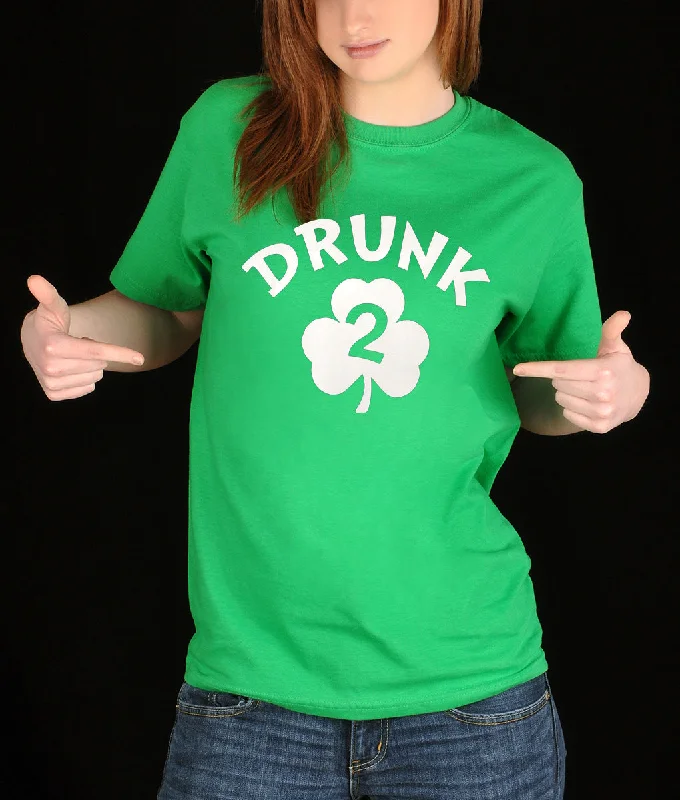 casual blouses with sleeves -Irish Shamrock Drunk Girl's T-Shirt (Kelly Green)