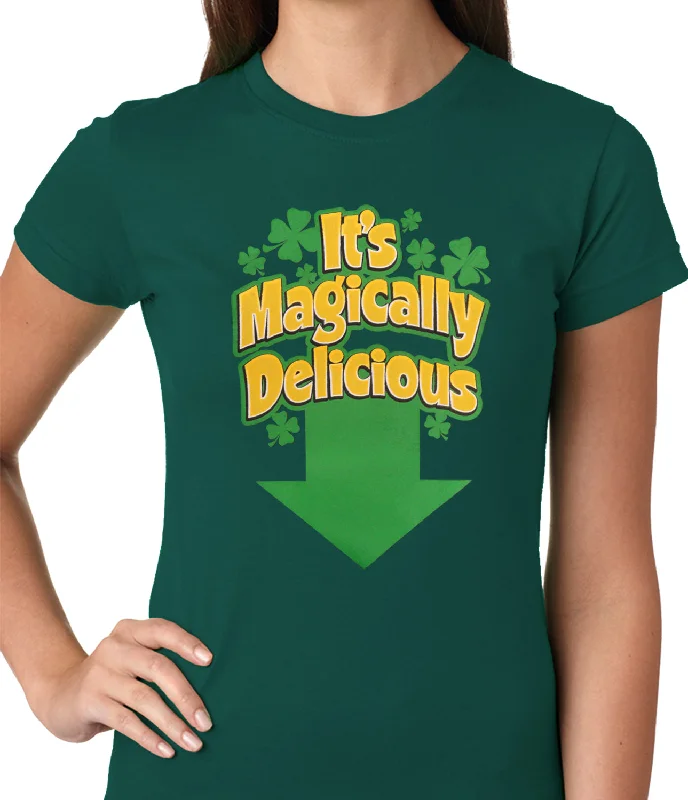 long tunic tops for leggings -It's Magically Delicious Irish Shamrock Girls T-shirt