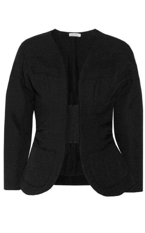 windproof jackets for women -Wool Open Front Blazer Jacket