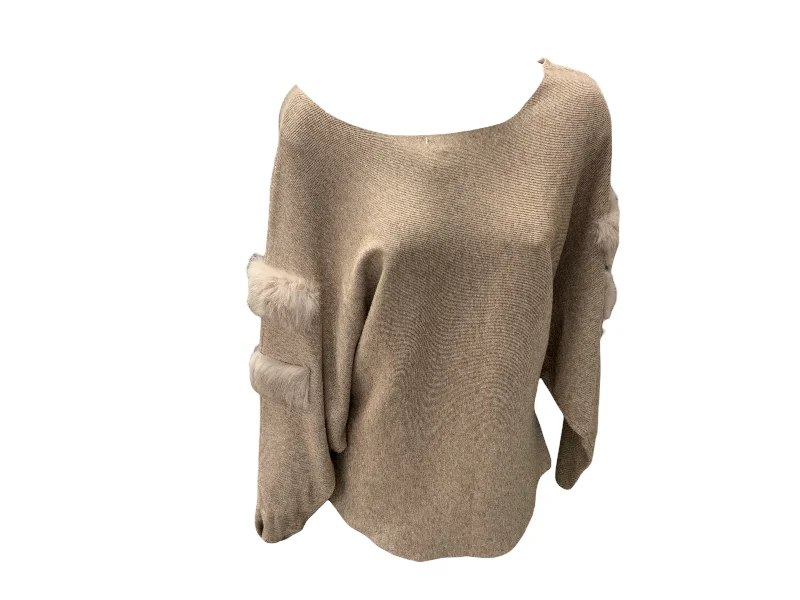 patchwork coats for women -Women's Sweater Fur Tan XL